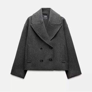 NWT Zara Women's Charcoal Peacoat size M